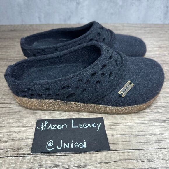 Haflinger~Women’s~Lacey  Black Boiled Wool  Slip On Clogs~EU 36/US 5-5.5 - Picture 2 of 10